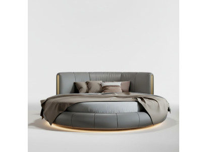 Exklusives grau-beiges rundes Bett mit modernem Design für das Schlafzimmer
