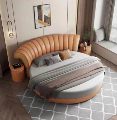 Exklusives weiß-beiges rundes Bett mit modernem Design für das Schlafzimmer