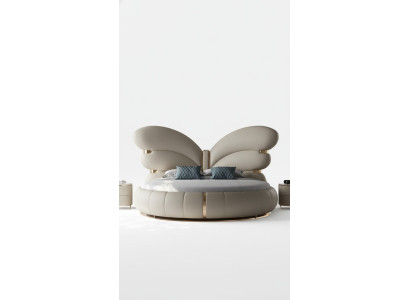 Luxuriöses rundes Designer-Bett Motýl Beige
