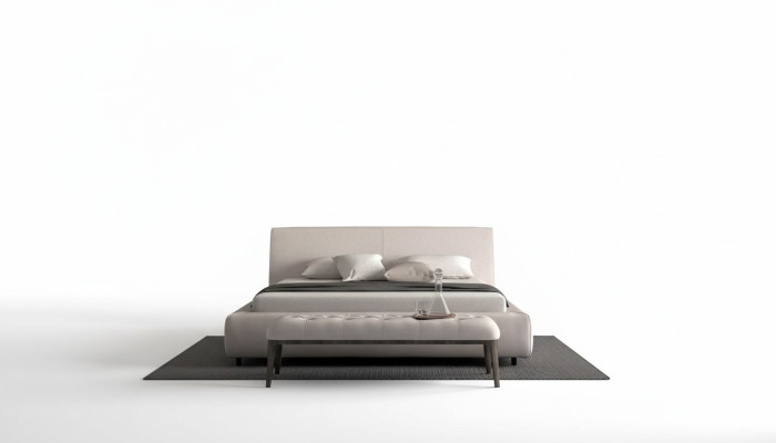 Elegantes gepolstertes Bett in Beige