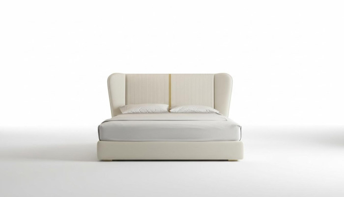 Luxuriöses beige-farbenes modernes Polsterbett