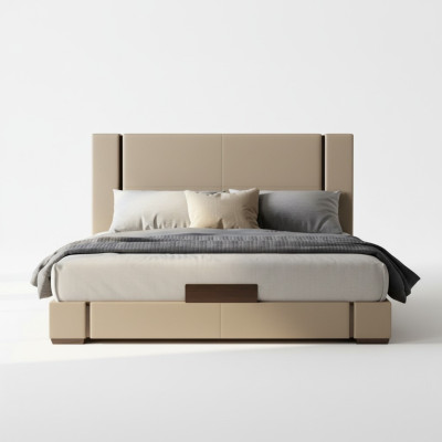 Luxuriöses beiges modernes Polsterbett, bequem und elegant