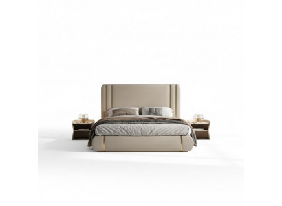 Beiges gepolstertes Bett mit luxuriösem modernen Design