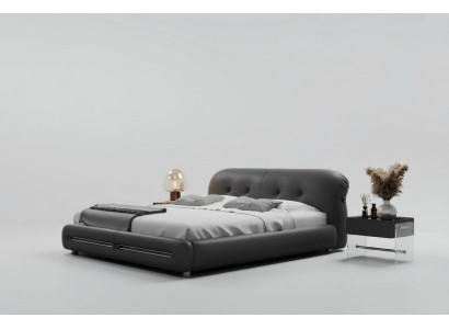 Schwarzes Polsterbett im modernen Design, Komfort und Luxus-Stil