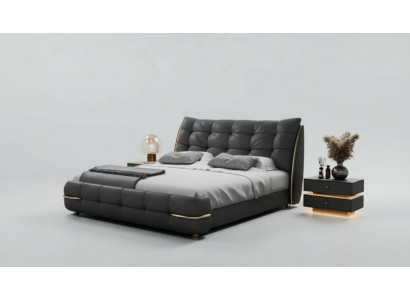 Modernes schwarzes gepolstertes Bett mit elegantem Design