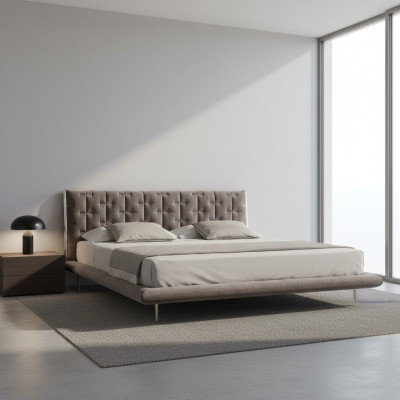 Moderne graue gepolsterte Bett – elegantes Luxus-Bett