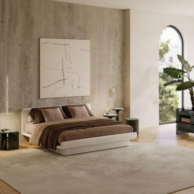 Luxuriöses beiges modernes Polsterbett – bequem und elegant