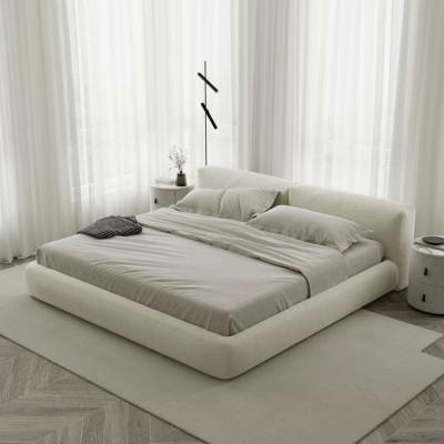 Elegantes graues Polsterbett im modernen Design – luxuriöses Bett