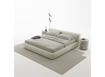 Elegantes graues Polsterbett im modernen Design – luxuriöses Bett