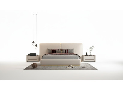 Elegantes gepolstertes Bett im Beige-Design