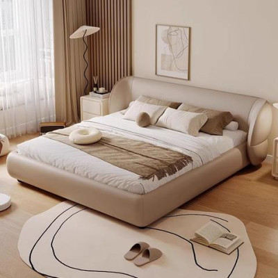Moderne gepolsterte Schlafcouch mit Schlaffunktion in elegantem grauem Stoff