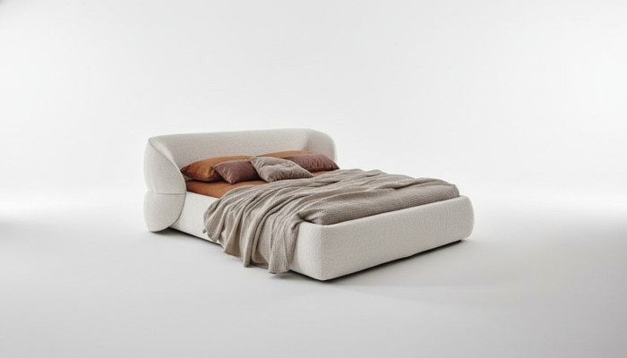 Moderne gepolsterte Schlafcouch mit Schlaffunktion in elegantem grauem Stoff