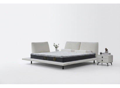 Moderne Boxspring-Bett Comfort Design mit weißem minimalistischen Kopfteil