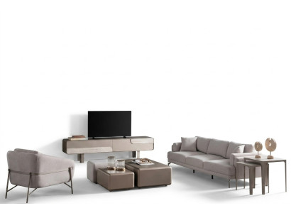 Wohnzimmer Möbelset mit beige Textilbezug modern und stilvoll