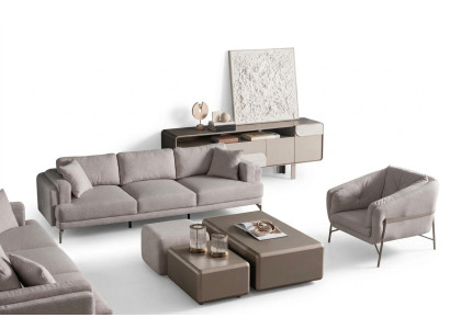 Modernes Wohnzimmermöbelset aus Holz in Beige
