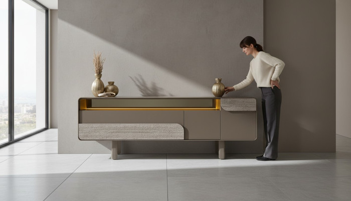 Beige Holz Konsole im eleganten Design
