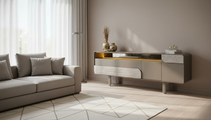 Beige Holz Konsole im eleganten Design