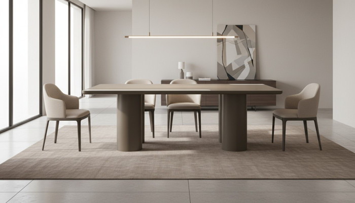 Eleganter Beigefarbener Esstisch aus Holz in Modernem Design