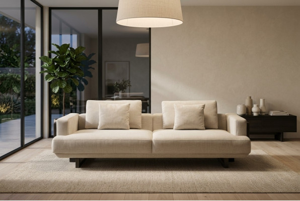 Beige modernes 3-Sitzer Sofa aus Textil