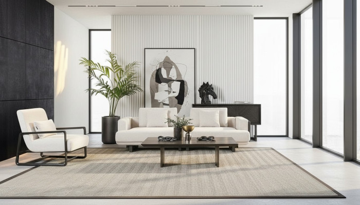 Elegantes Wohnzimmermöbelset aus Holz in Braun mit 3-Sitzer, Sessel