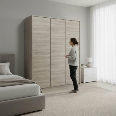 Skříň do ložnice, multifunkční, z dřevěného materiálu
