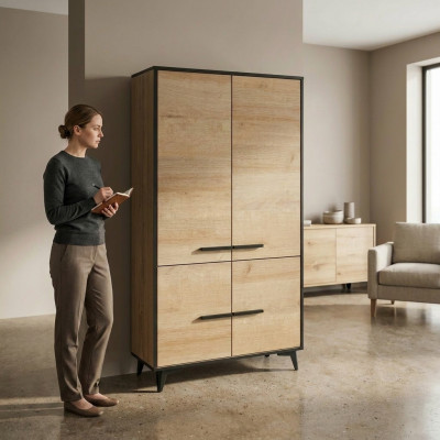 Textilní šatní skříň, skříň z dřevěného materiálu