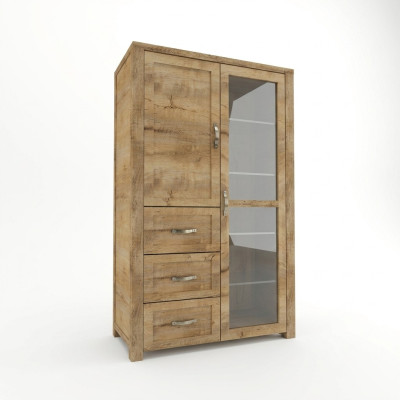 Elegantní hnědá dřevěná vitrína v moderním stylu