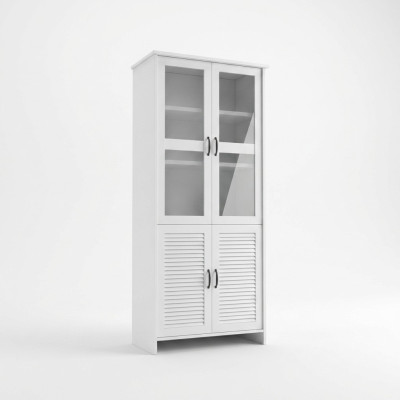 Moderní elegantní bílá vitrína z MDF se sklem