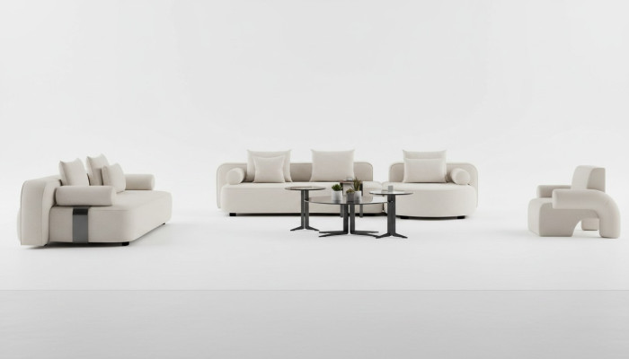 Set für Wohnzimmer 2x Sofa mit Sessel Ästhetik und Komfort