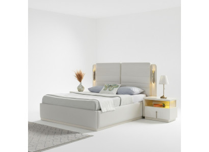 Polsterbett Schlafzimmer 3 Nachttische modern elegant 3tlg Set