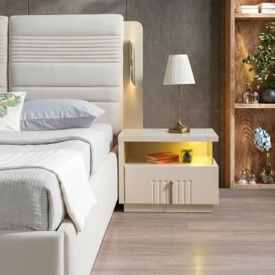 Designer Nachttisch mit Beleuchtung modern Schlafzimmer Möbel