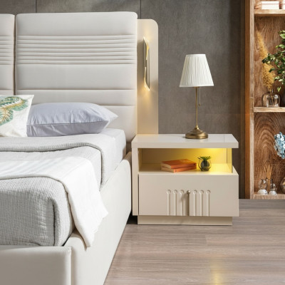Designer Nachttisch mit Beleuchtung modern Schlafzimmer Möbel