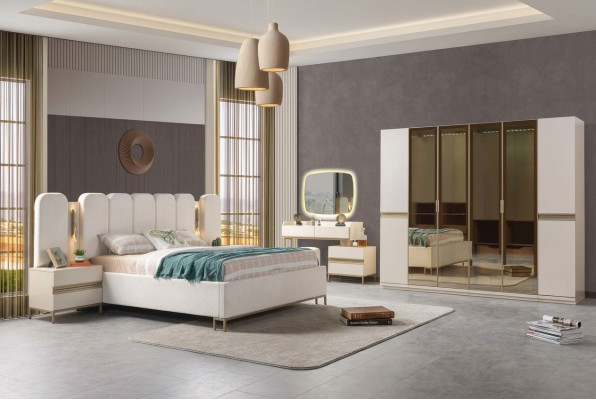 Komplettes Schlafzimmer Set 6tlg Bett Schrank Nachttische modern