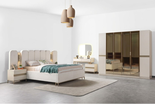Komplettes Schlafzimmer Set 6tlg Bett Schrank Nachttische modern