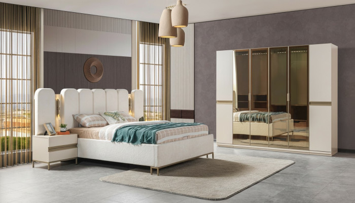 Komplettes Schlafzimmer Set 4tlg Bett Schrank Nachttische modern