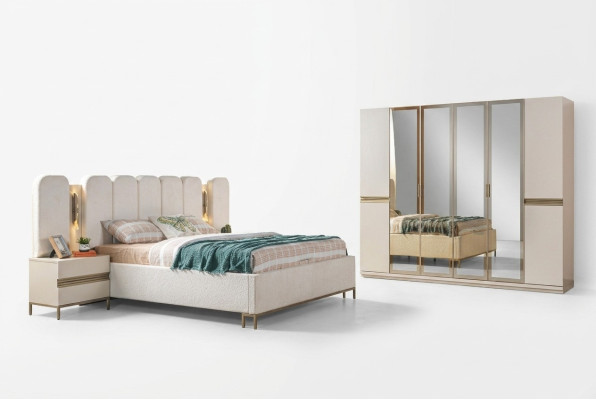 Komplettes Schlafzimmer Set 4tlg Bett Schrank Nachttische modern