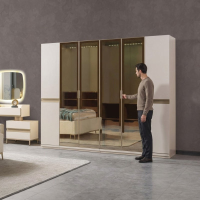 Eckkleiderschrank modern getöntes Glas Schlafzimmer groß Design