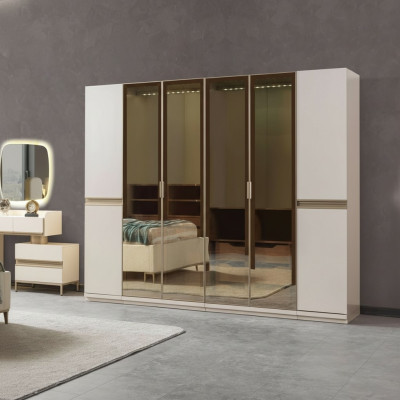 Eckkleiderschrank modern getöntes Glas Schlafzimmer groß Design