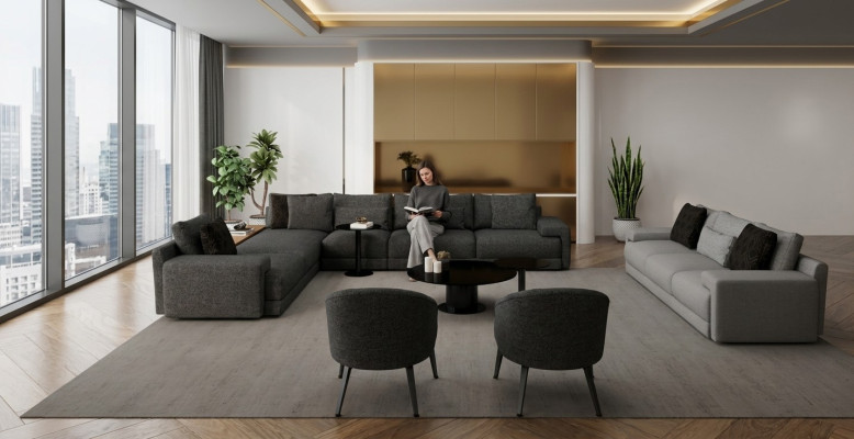 Ecksofa mit Sessel x2 in stilvollem Design Harmonie von Design und Komfort