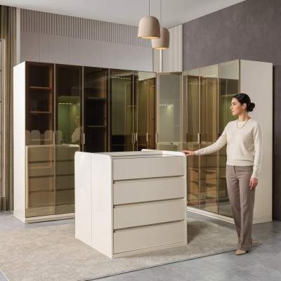 Begehbarer Kleiderschrank Eckschrank Module mit Insel modern Schlafzimmer