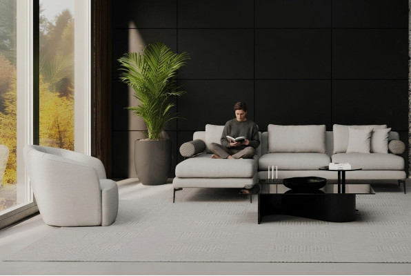 Ecksofa mit Sessel für das Wohnzimmer Linien, in denen Komfort wohnt