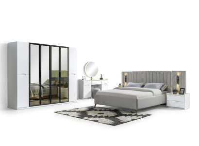 Komplett Schlafzimmer 4tlg Set Bett Schrank Nachttische Holz 6tlg