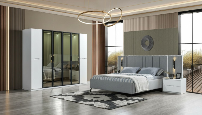 Komplett Schlafzimmer 4tlg Set Bett Schrank Nachttische Holz