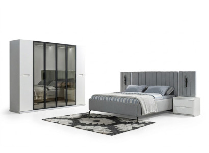 Komplett Schlafzimmer 4tlg Set Bett Schrank Nachttische Holz