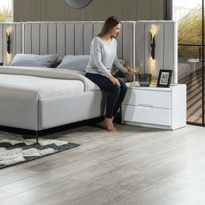 Nachttisch Schlafzimmer  Holz Weiß modern kompakt Beistelltisch