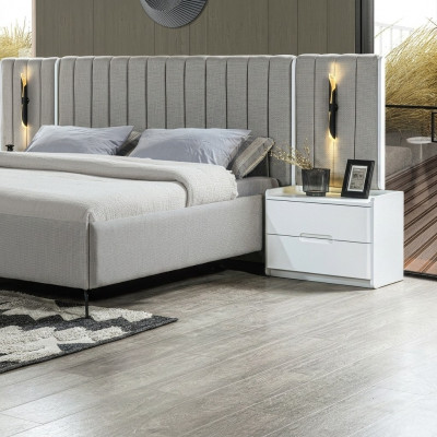 Nachttisch Schlafzimmer  Holz Weiß modern kompakt Beistelltisch