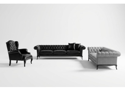 Wohnzimmerset 2x Sofa mit Sessel in modernem Design Stilvoller Komfort