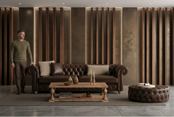 Sofa und Hocker für das Wohnzimmer Stil und Weichheit in einem