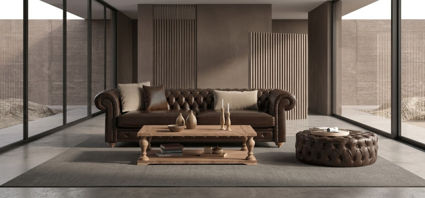 Sofa und Hocker für das Wohnzimmer Stil und Weichheit in einem