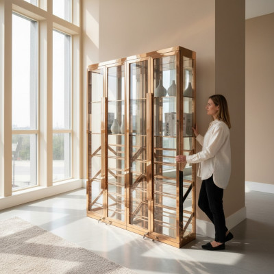 Eleganter Weinschrank aus Edelstahl in Gold mit Dual-Zone-Kühlung